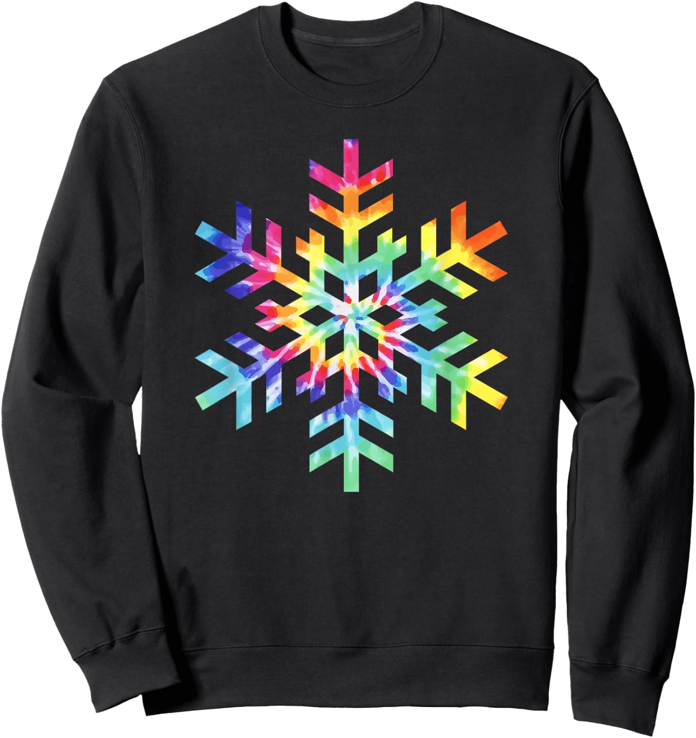 Tie Dye Snowflake Winter Christmas Sweatshirt - Sweatshirt | Black
