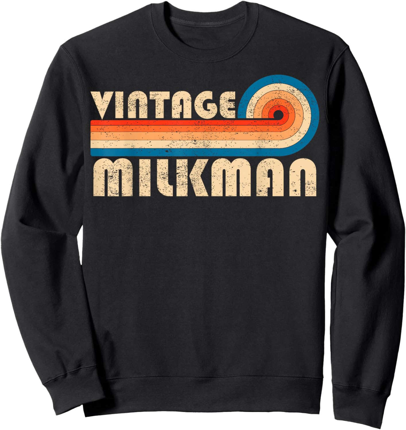 Vintage Milkman Retro 70s 80s Sunset Stripe Sweatshirt - Sweatshirt | Black