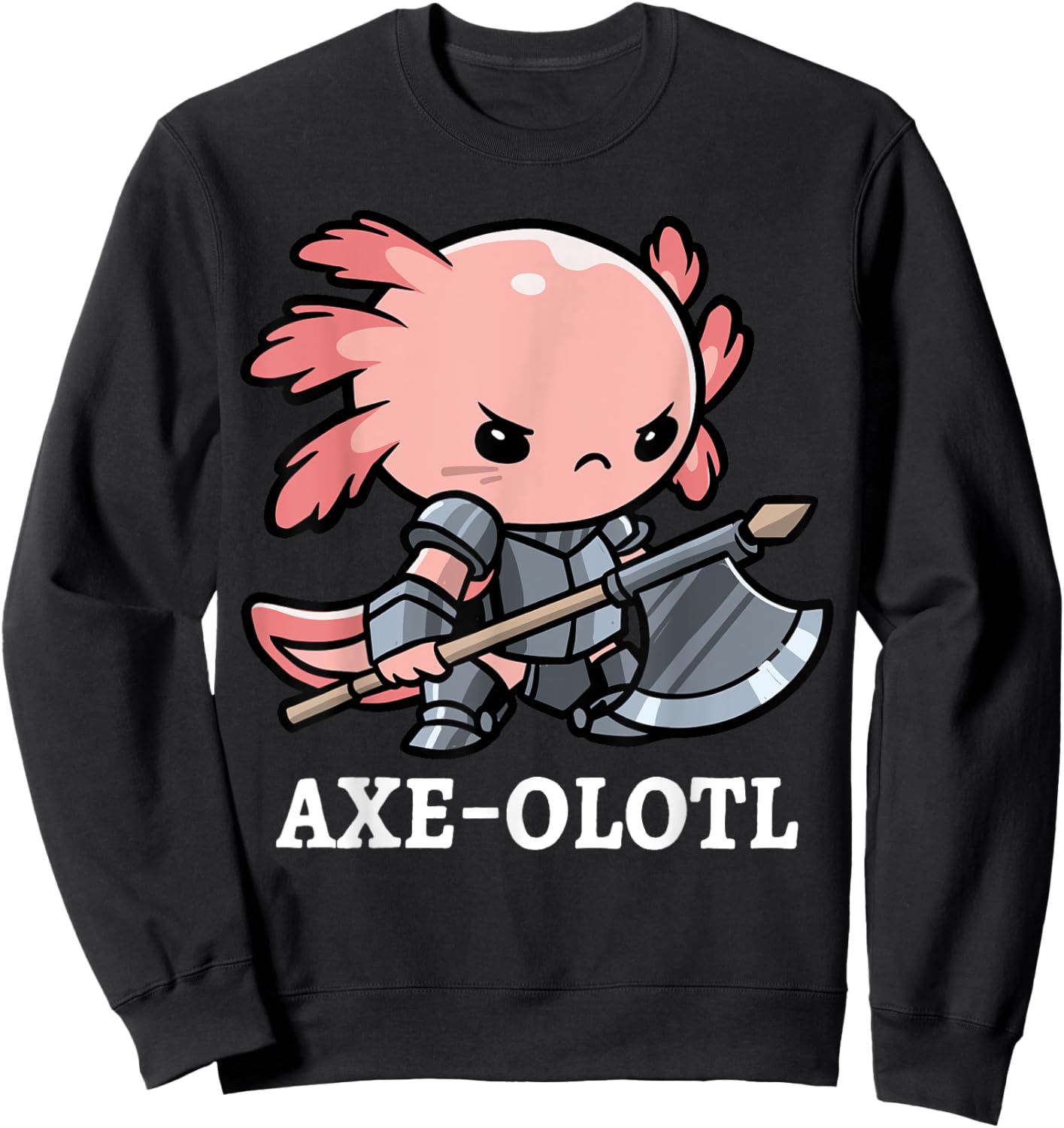 Axe-olotl Warrior Axolotl Mexican Salamander Axe Fighter Sweatshirt - Sweatshirt | Black