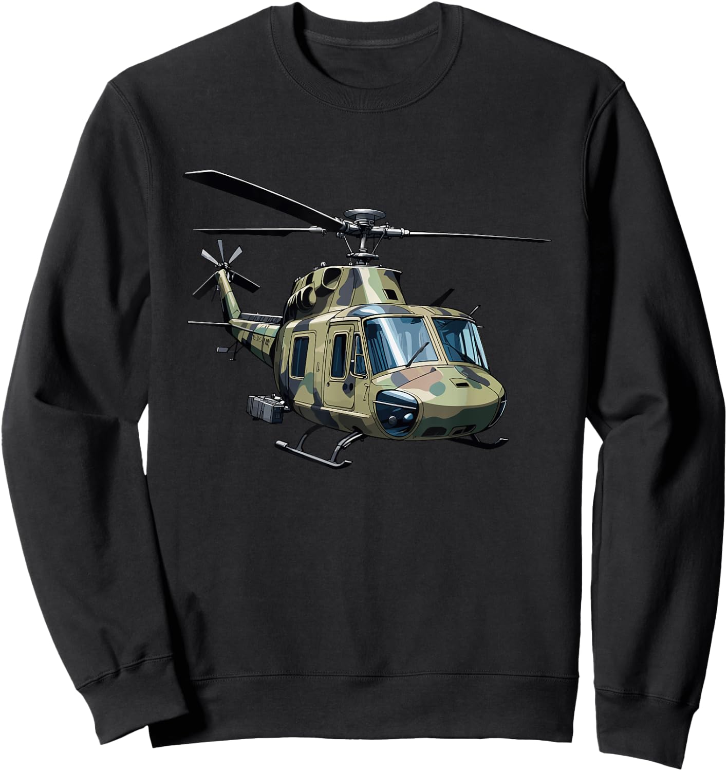UH-1 Huey Retro Helicopter Vintage Sunset Vietnam Chopper Sweatshirt - Sweatshirt | Black