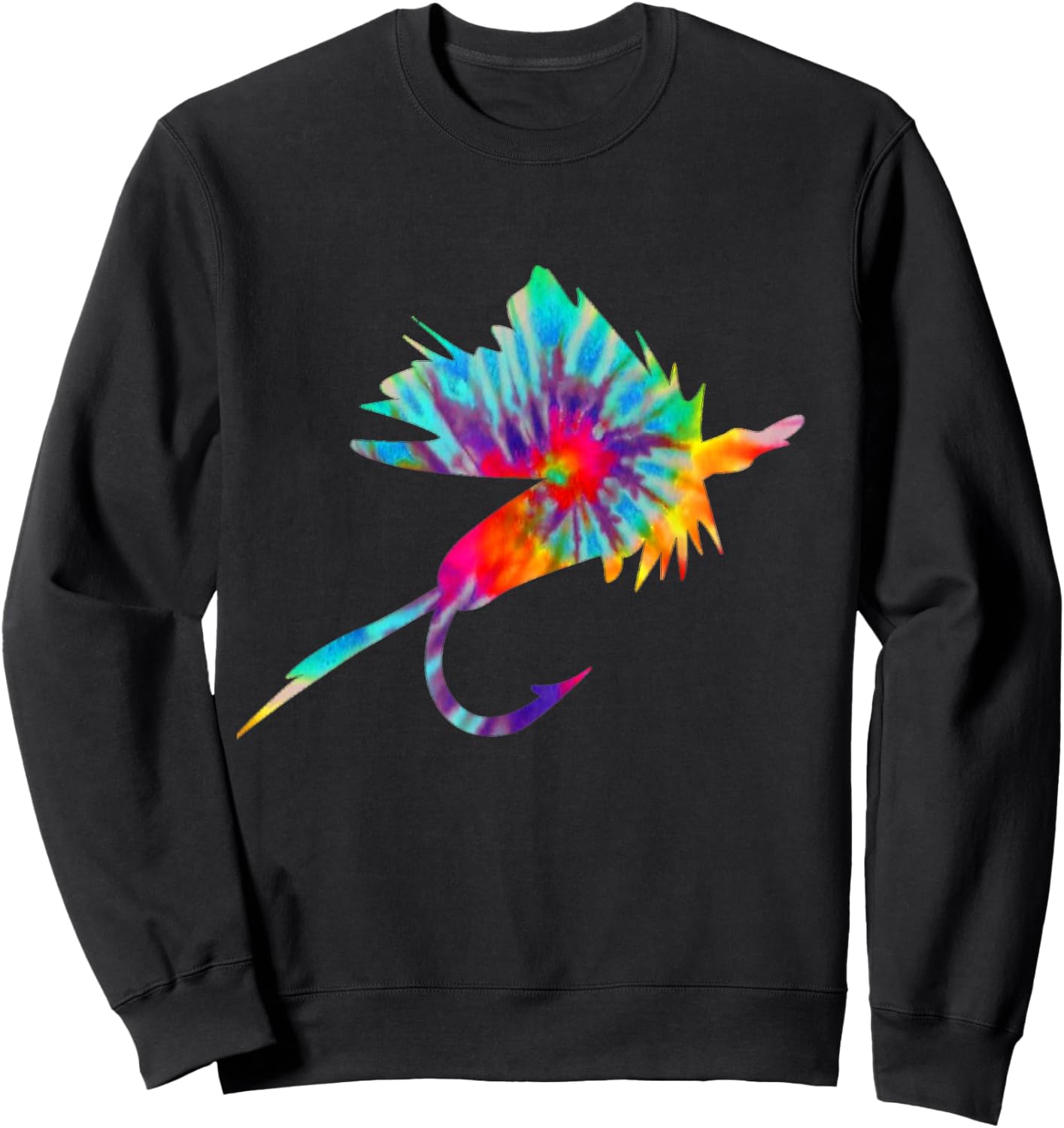 Fly Fishing Tie Dye Vintage Fly Tying Trout Fisherman Sweatshirt - Sweatshirt | Black