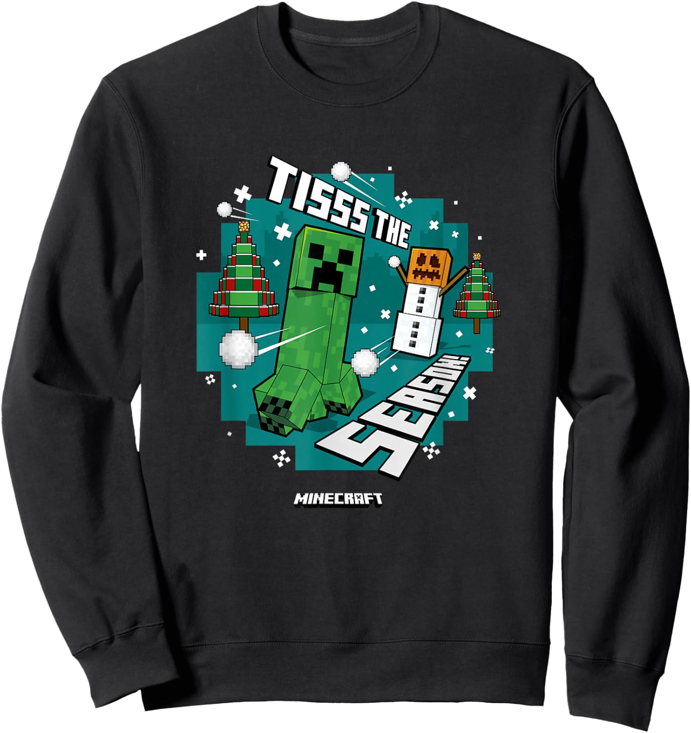 Minecraft Christmas Tisss The Season! Creeper Snowballs Sweatshirt - Sweatshirt | Black
