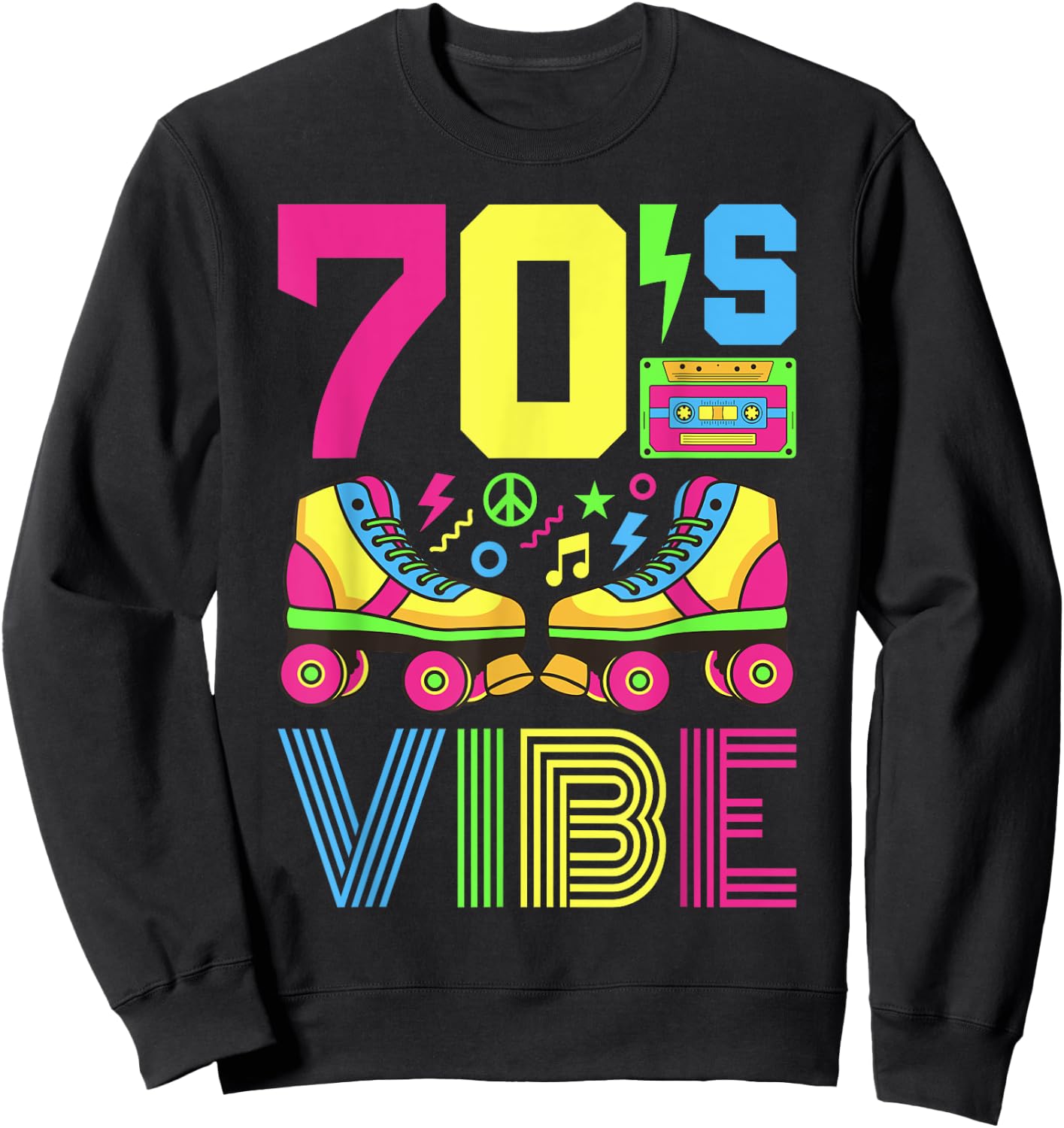 70s Vibe 1970s Fashion Theme Party Outfit Seventies Costume Sweatshirt - Sweatshirt | Black