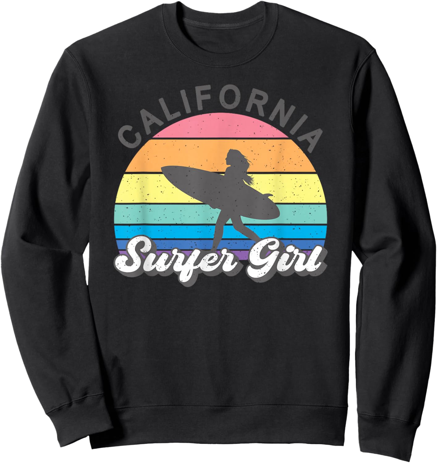 Surfer Girl California Surfing Surf Beach Women Cute Summer Sweatshirt - Sweatshirt | Black