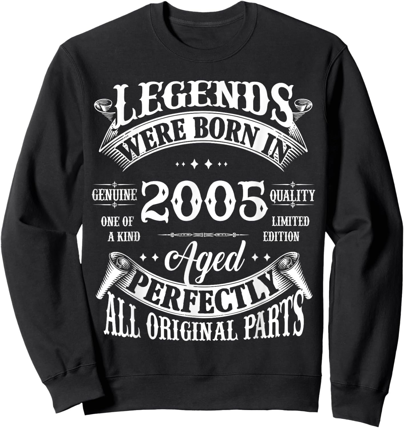 18th Birthday Vintage Legends Born In 2005 18 Years Old Sweatshirt - Sweatshirt | Black