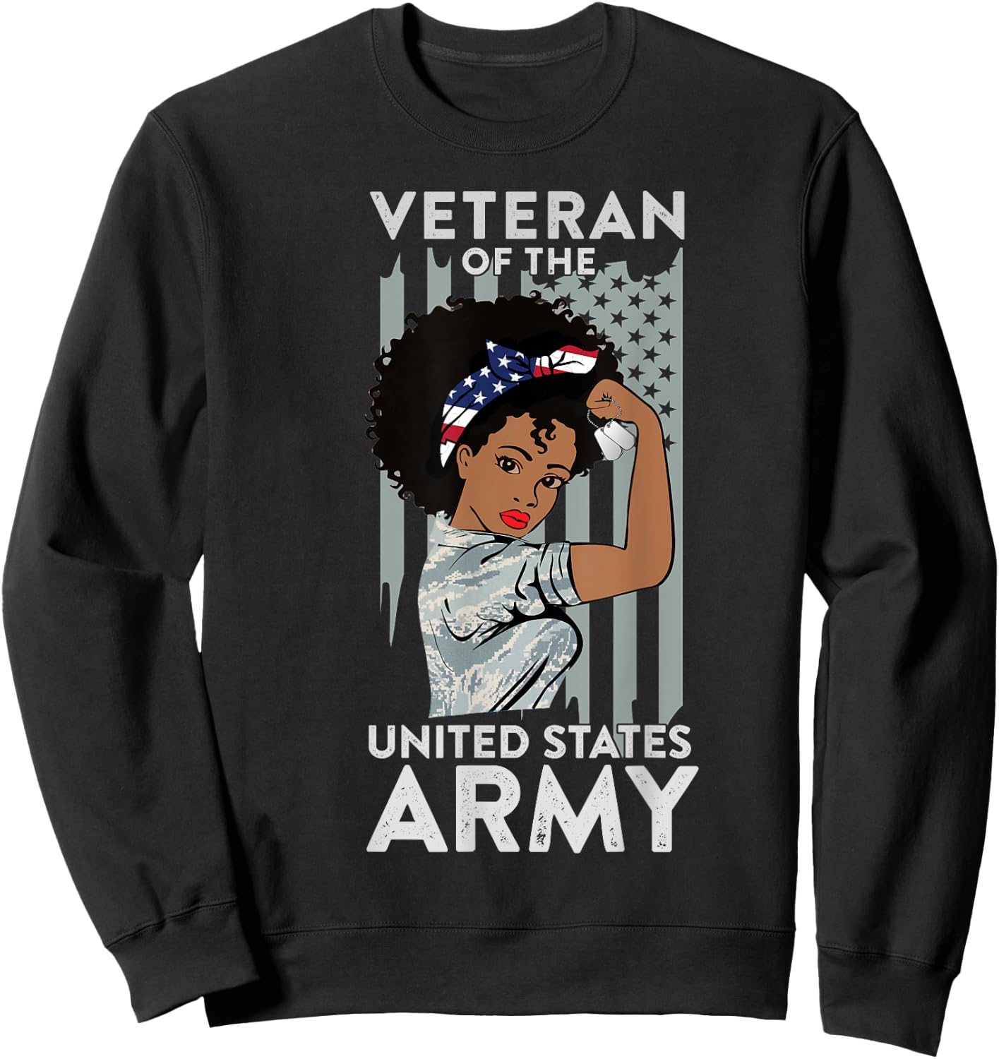American Army Veteran Design, Military African American Vet Sweatshirt - Sweatshirt | Black