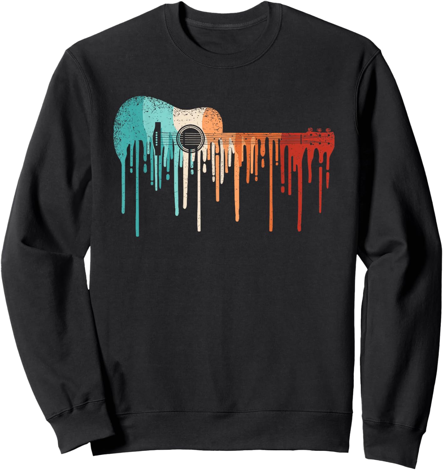 Retro Acoustic Guitar Musician Guitarist Vintage Music Men Sweatshirt - Sweatshirt | Black