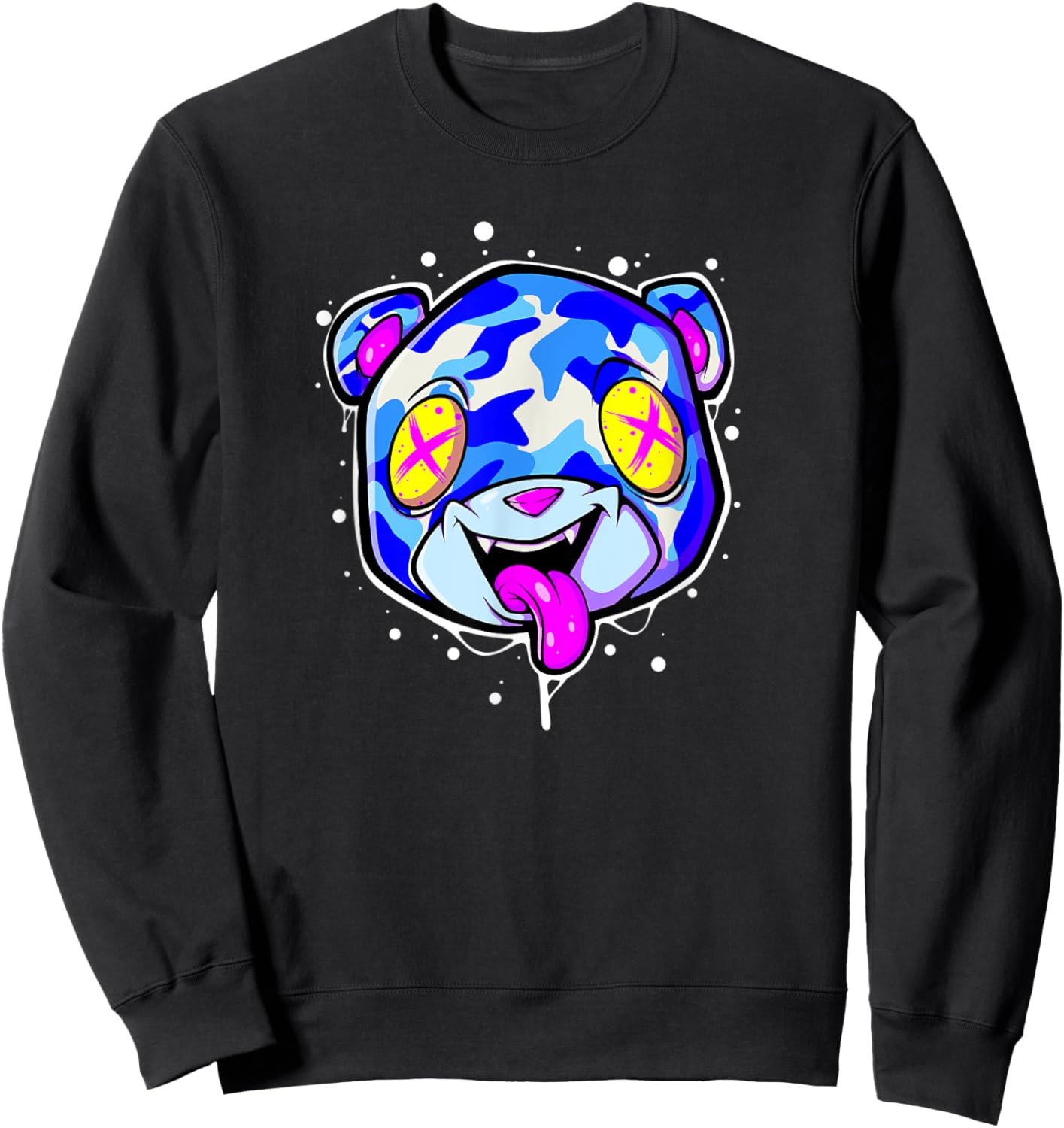 Blue Camo Teddy Bear Hipster Hip Hop Fashion Clothes Rapper Sweatshirt - Sweatshirt | Black