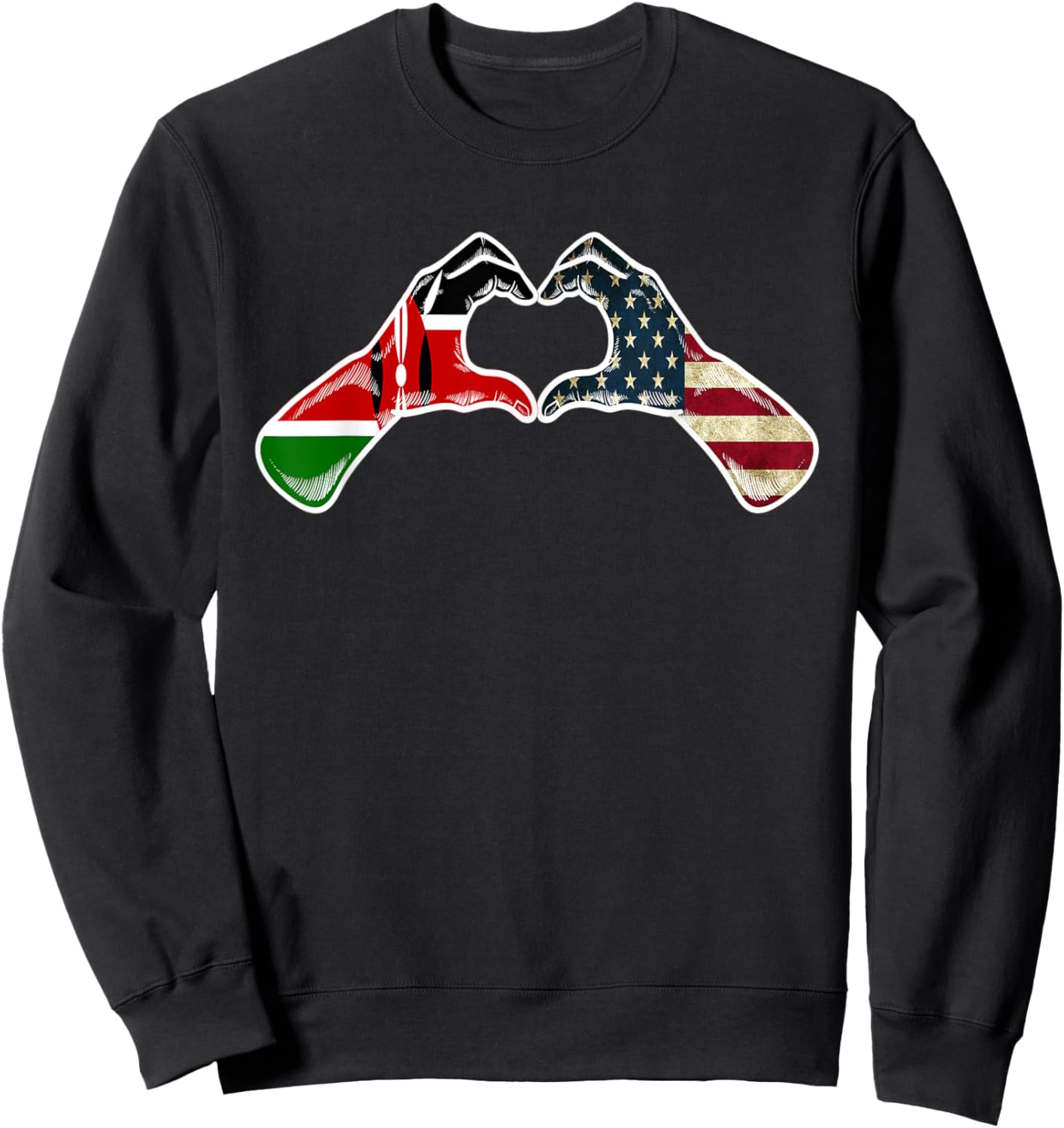 Kenya American USA Flag - USA Kenyan Heart Sweatshirt - Sweatshirt | Black