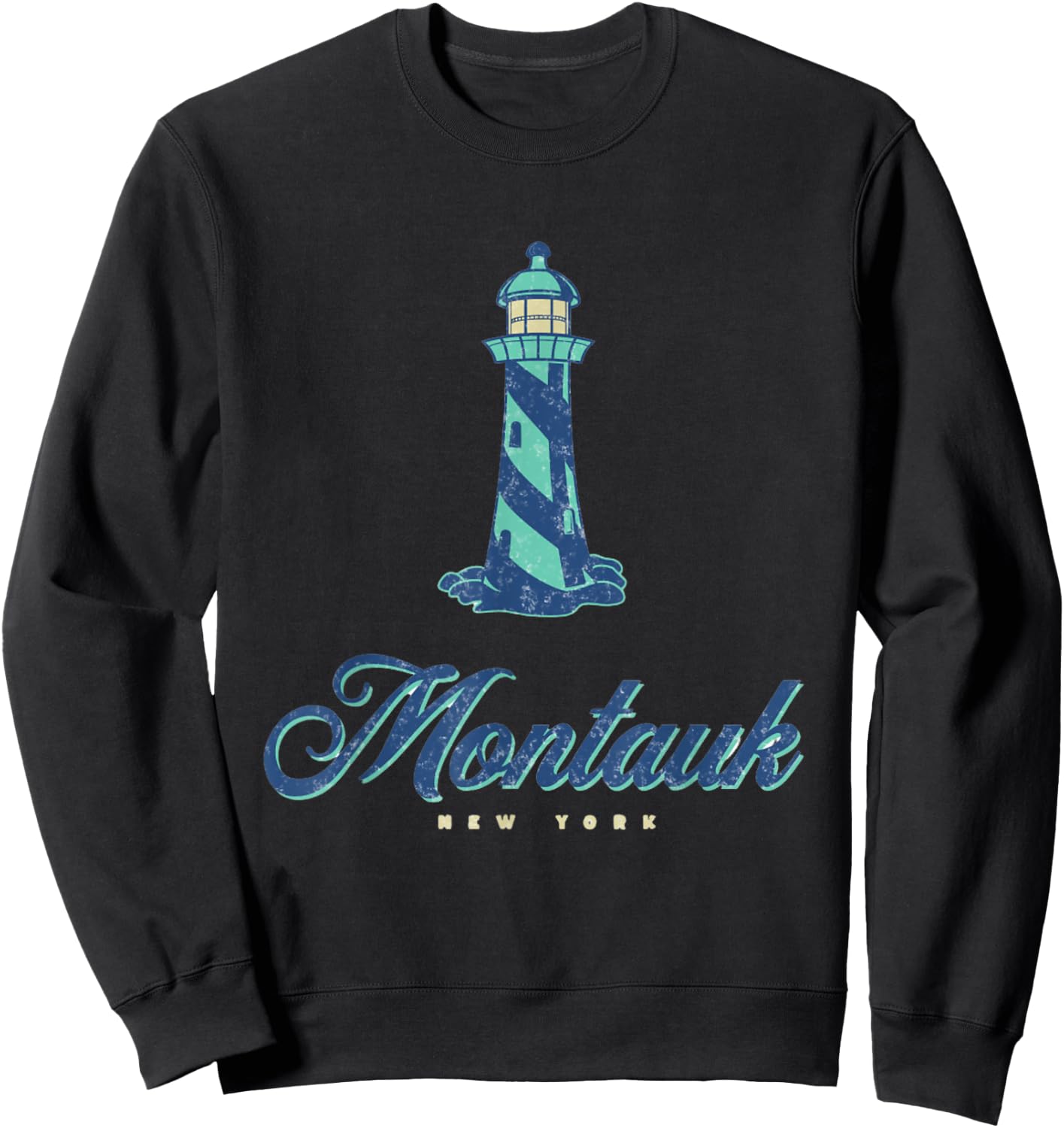 Montauk Lighthouse Beach New York, Summer at Montauk Sweatshirt - Sweatshirt | Black