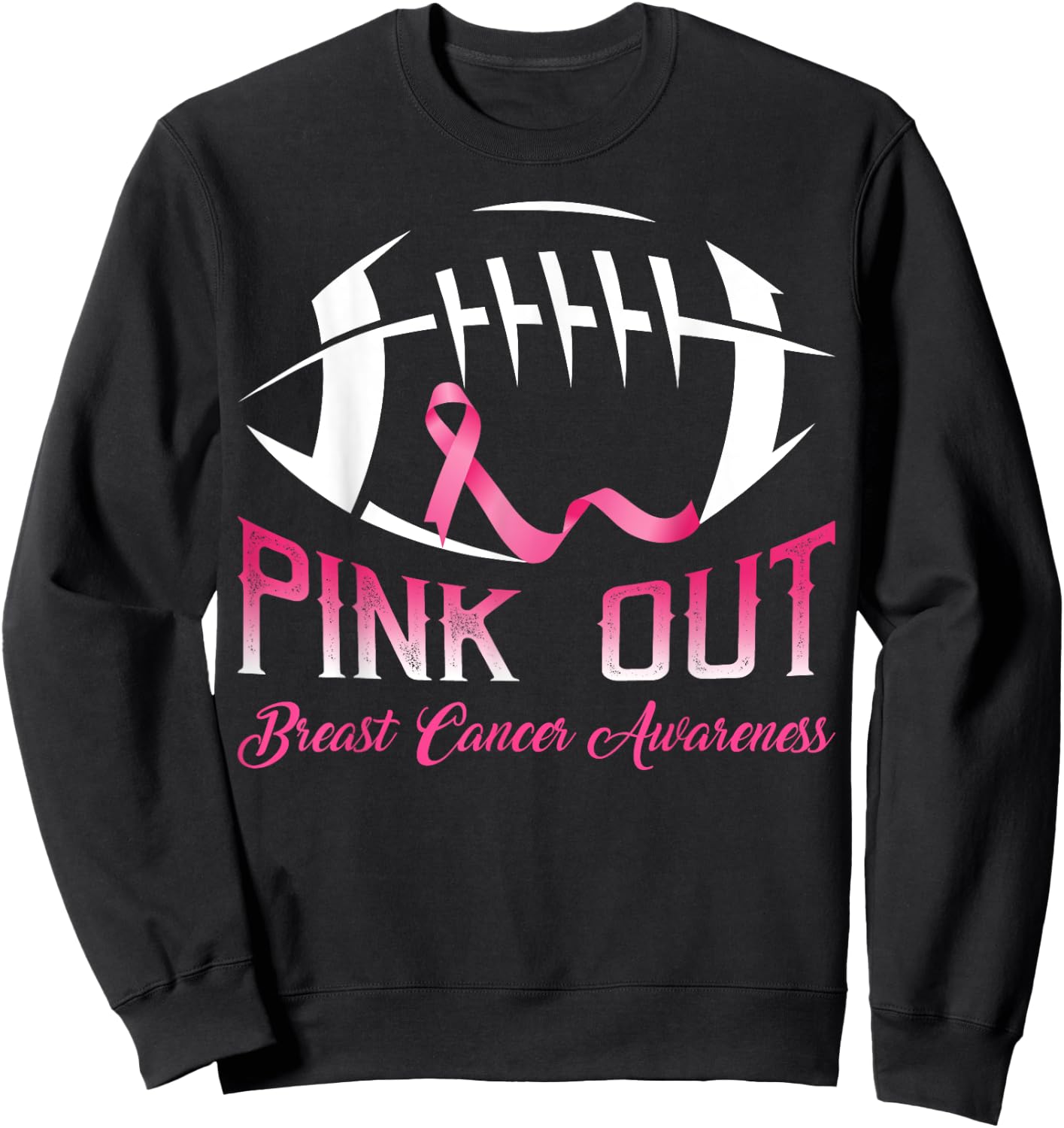 Pink Out Shirt Breast Cancer Football Women Kids Sweatshirt - Sweatshirt | Black