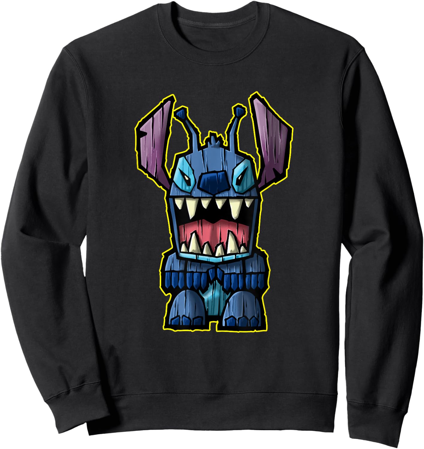 Disney Lilo & Stitch Wooden Tiki Figure Stitch Logo Sweatshirt - Sweatshirt | Black