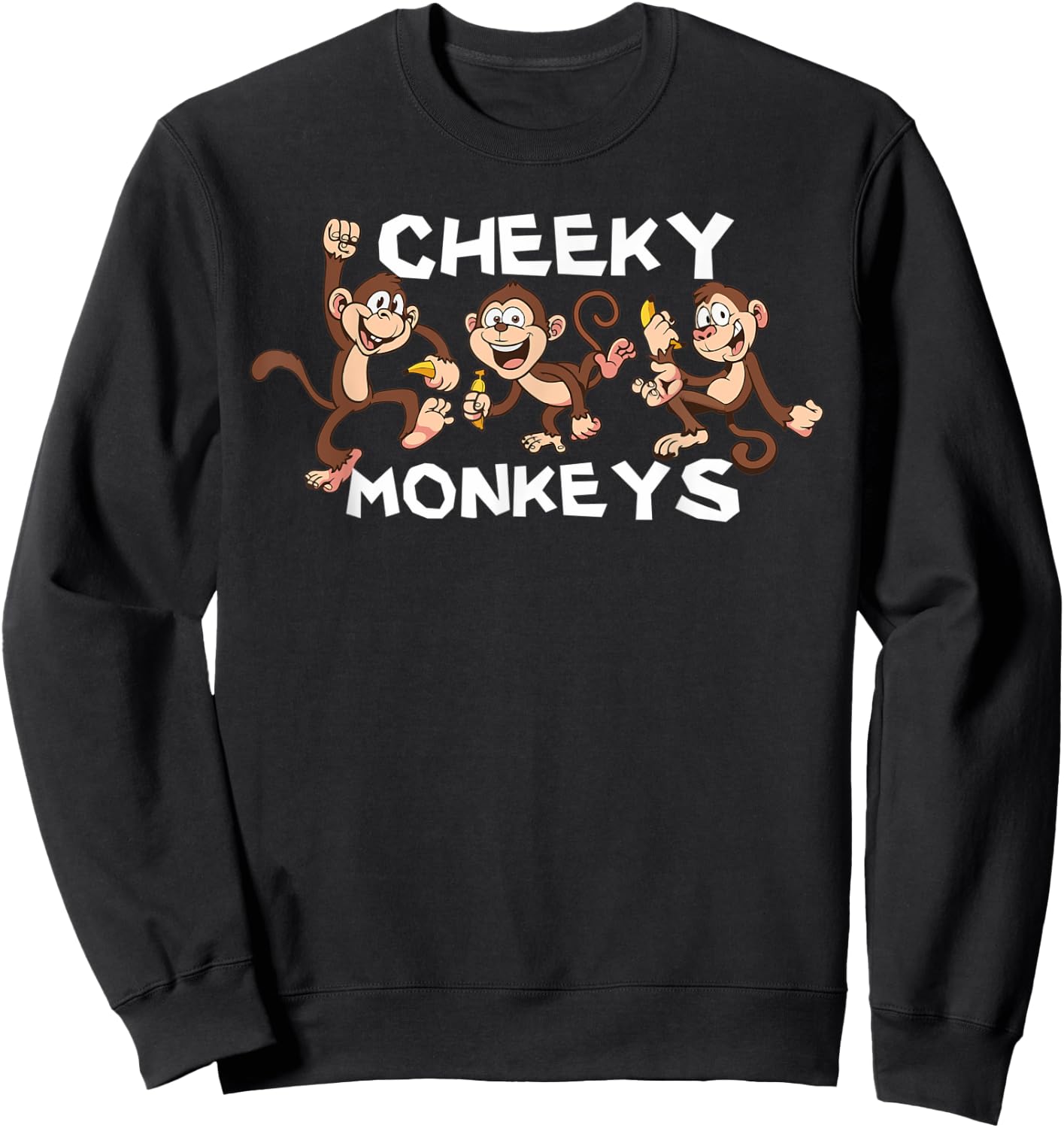 Cute Cheeky Monkey Face, Funny Jungle Wild Animal Lover Sweatshirt - Sweatshirt | Black