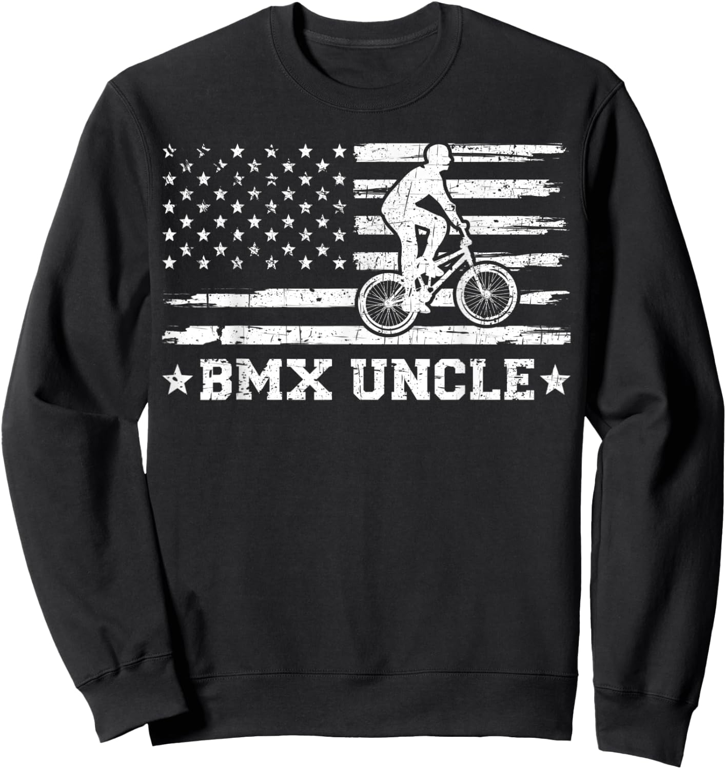 BMX Bike Rider American Flag BMX Uncle Father's Day Sweatshirt - Sweatshirt | Black