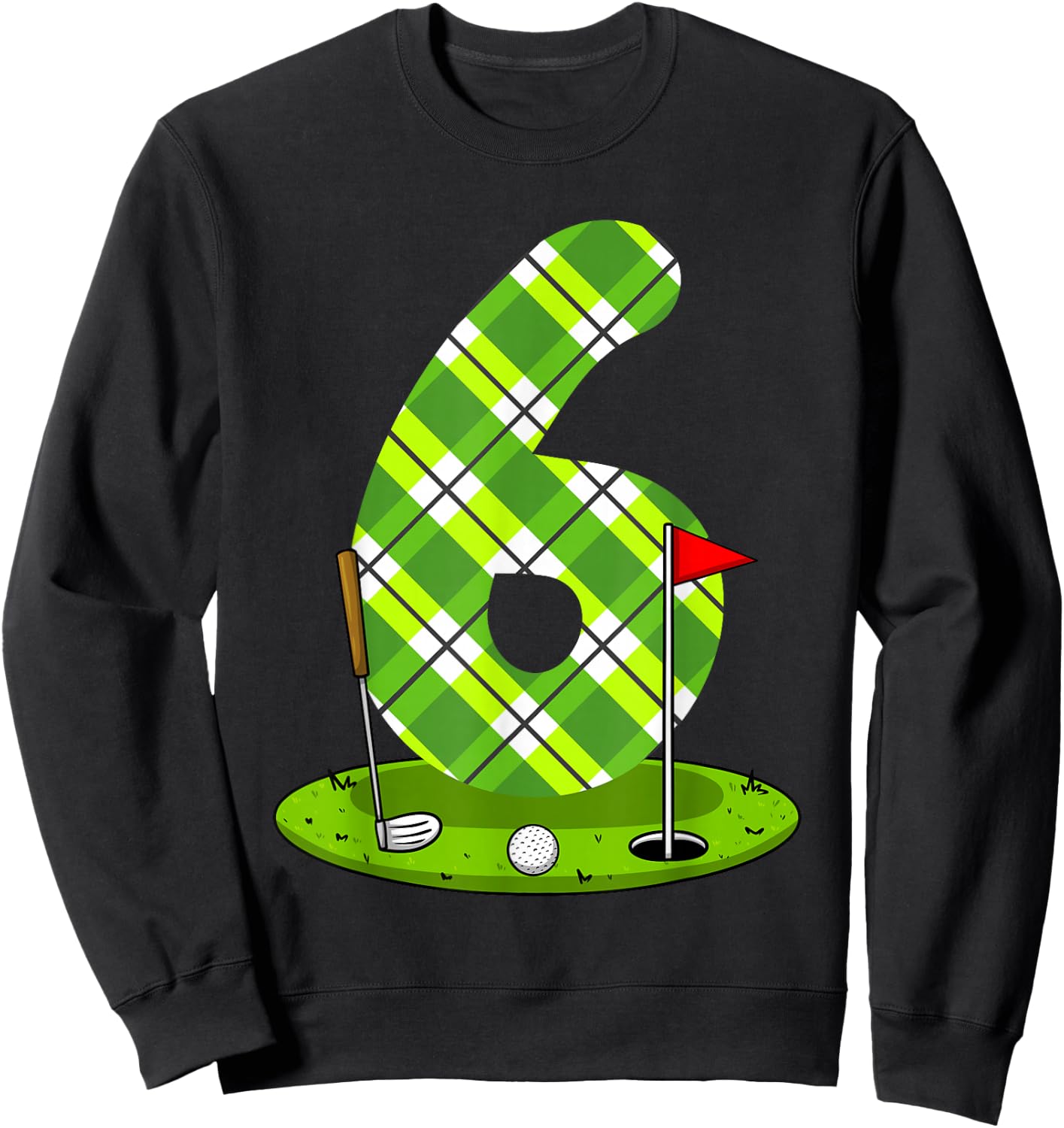 Golf Birthday Shirt For Kids 6th Birthday Party Golfer Sweatshirt - Sweatshirt | Black