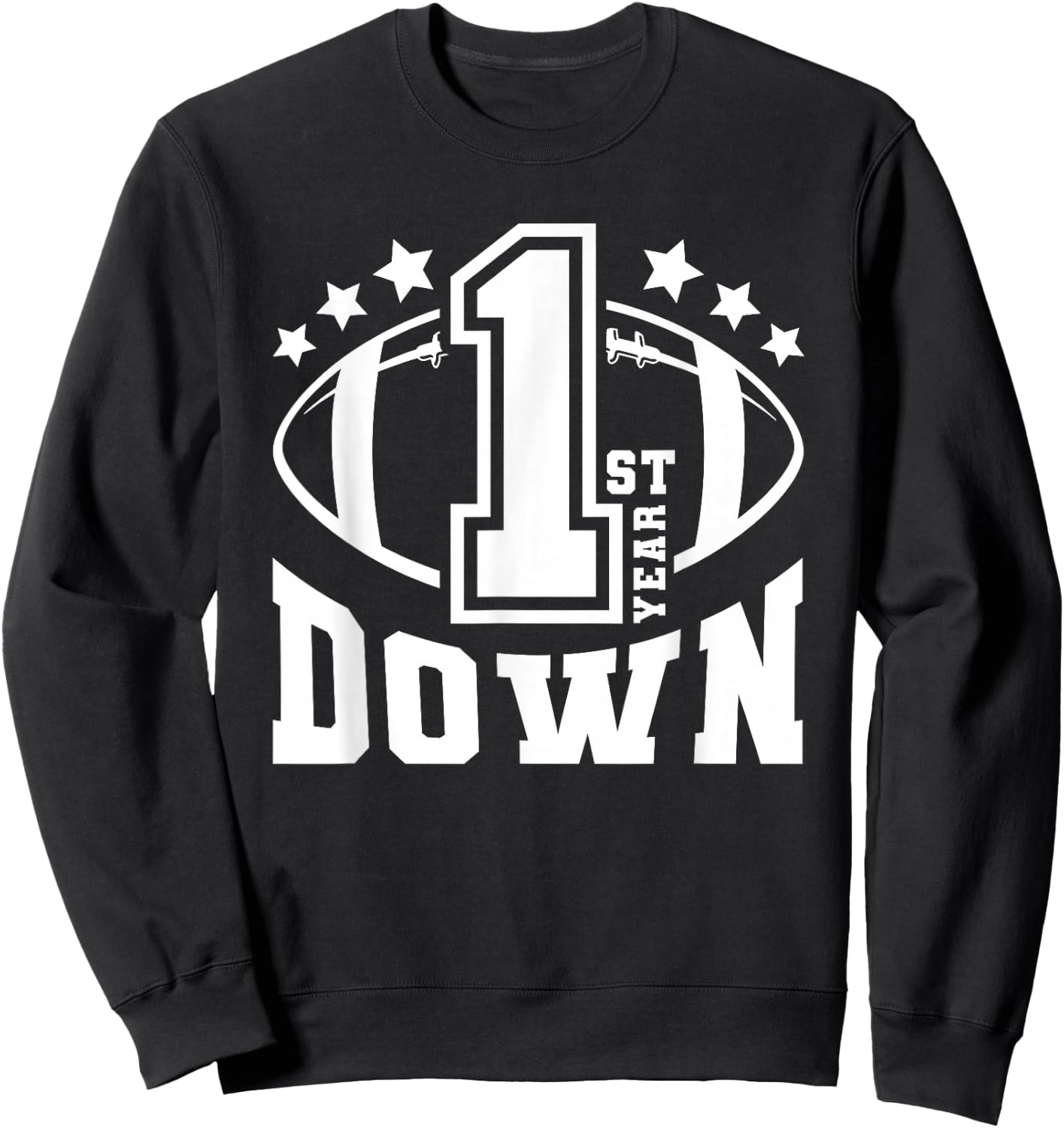 1st Down Football Birthday 1 Year Old Baby Boy Sports Theme Sweatshirt - Sweatshirt | Black