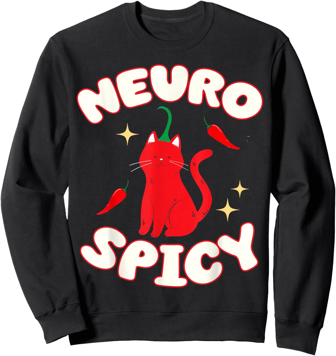 Neurospicy Funny Neurodivergent ADHD ASD Autism Cat Lover Sweatshirt - Sweatshirt | Black