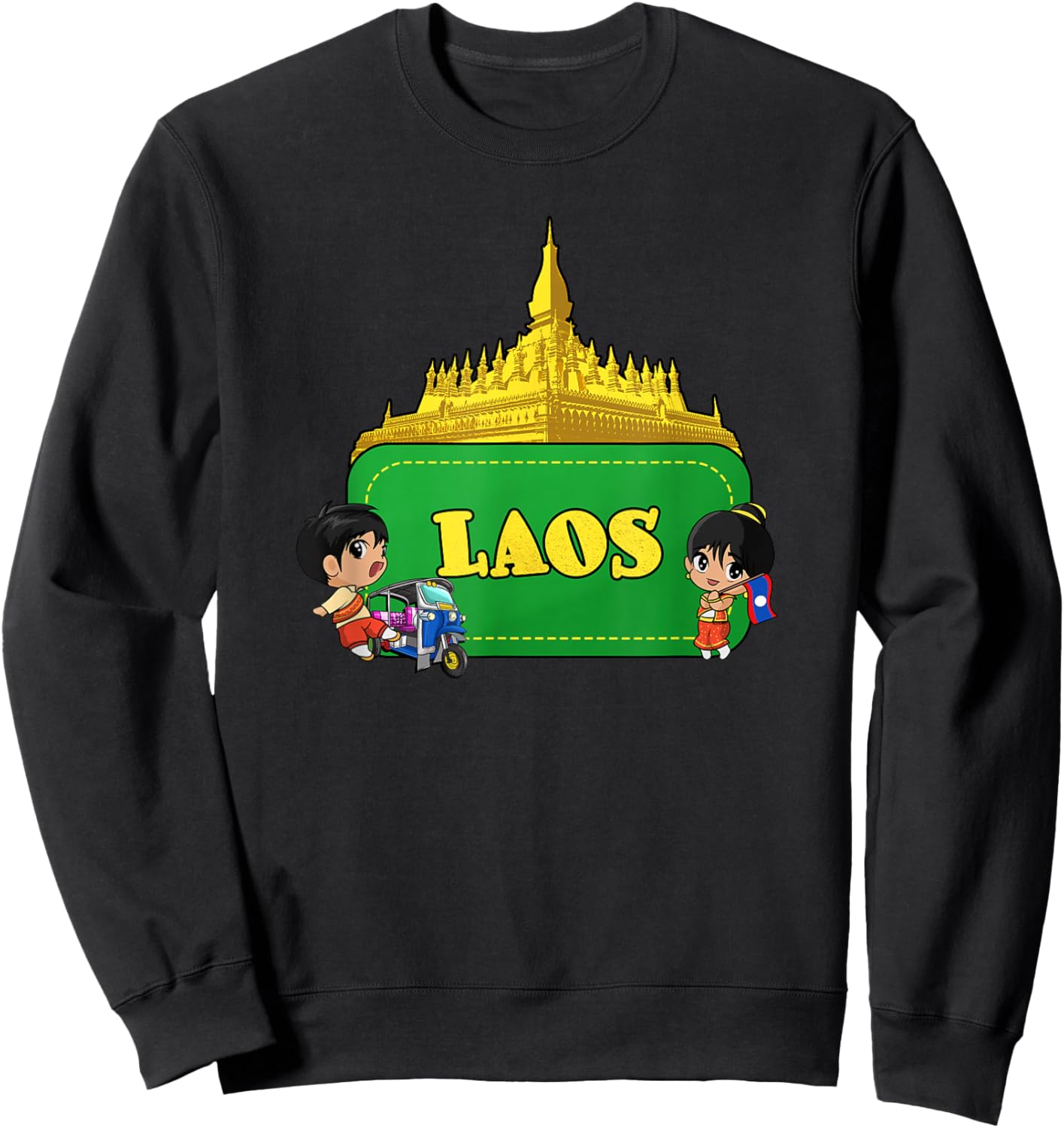 Laos Lao Laotian Proud Flag Traditional Dress Boy Girl Sweatshirt - Sweatshirt | Black