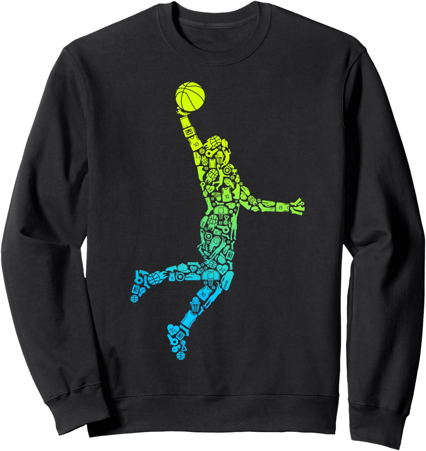 Basketball Players Dunking Kids Men Boys Basketball Player Sweatshirt - Sweatshirt | Black