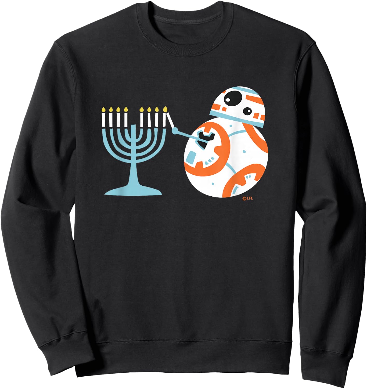 Star Wars BB-8 Lighting the Hanukkah Menorah Sweatshirt - Sweatshirt | Black