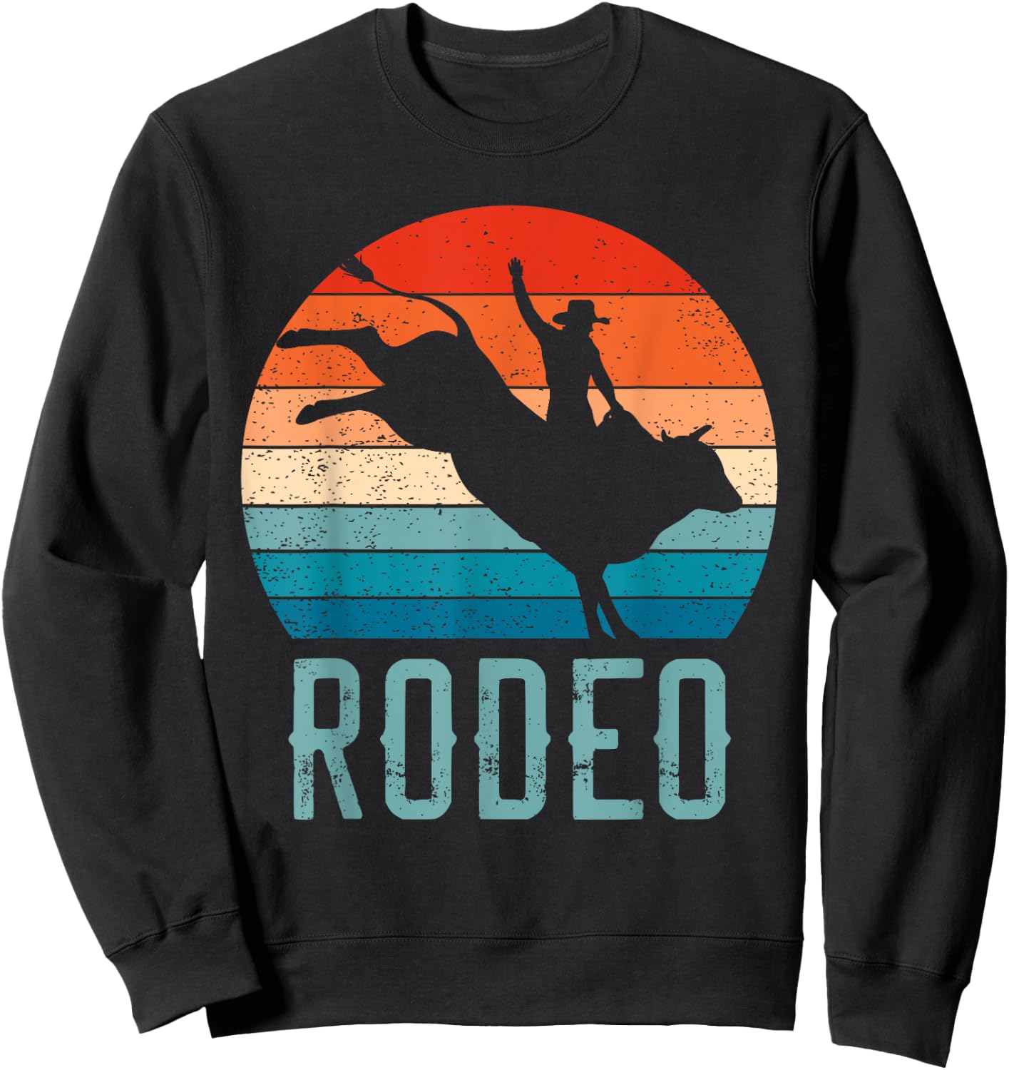 Vintage Rodeo Bull Riding Cowboy Bull Rider Apparel Sweatshirt - Sweatshirt | Black