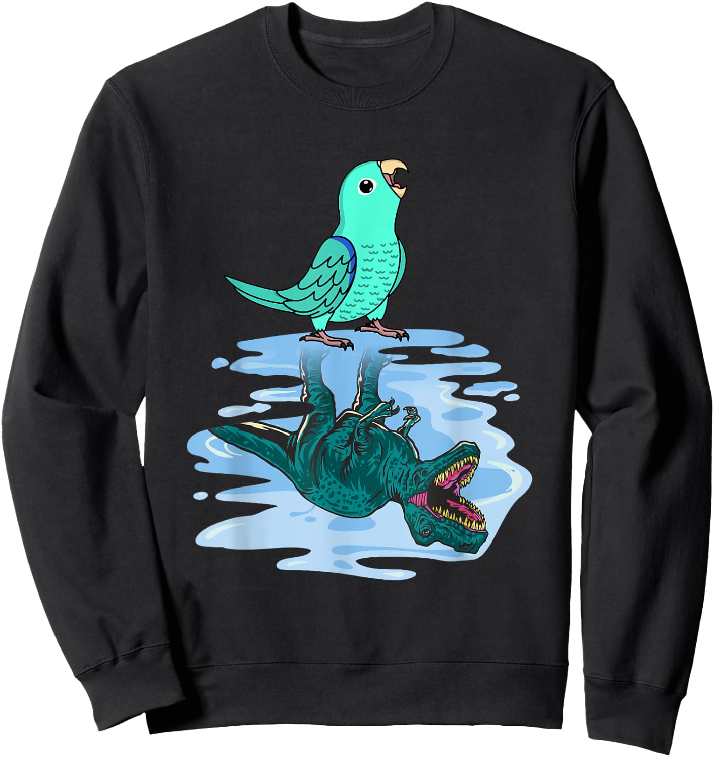 Parrot & T Rex Reflection I Turquoise Parrotlet Sweatshirt - Sweatshirt | Black