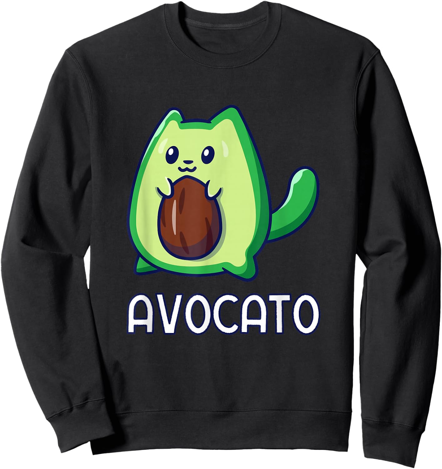 Avogato Avocado Cat Vegan Sweatshirt - Sweatshirt | Black