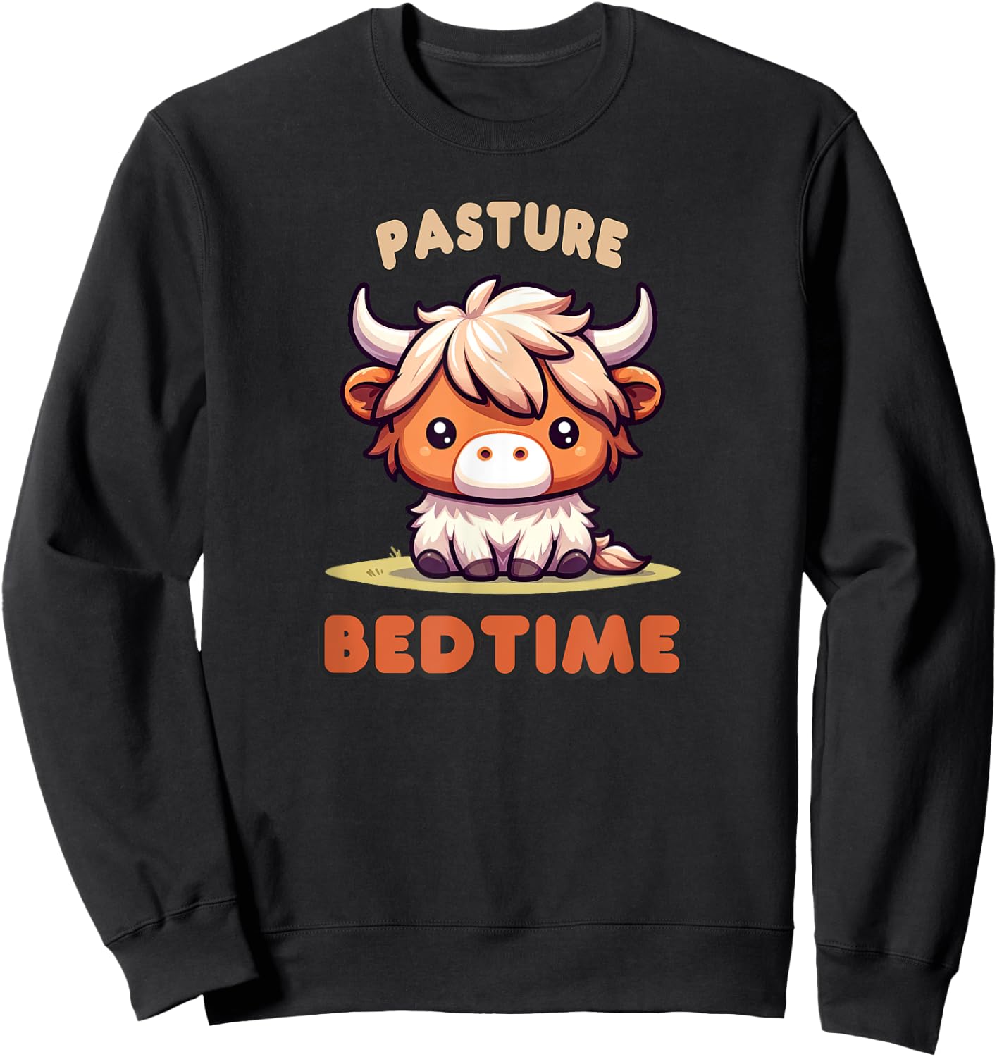 Pasture Bedtime Micro Mini Highland Cow Cute Calf Funny Moo Sweatshirt - Sweatshirt | Black