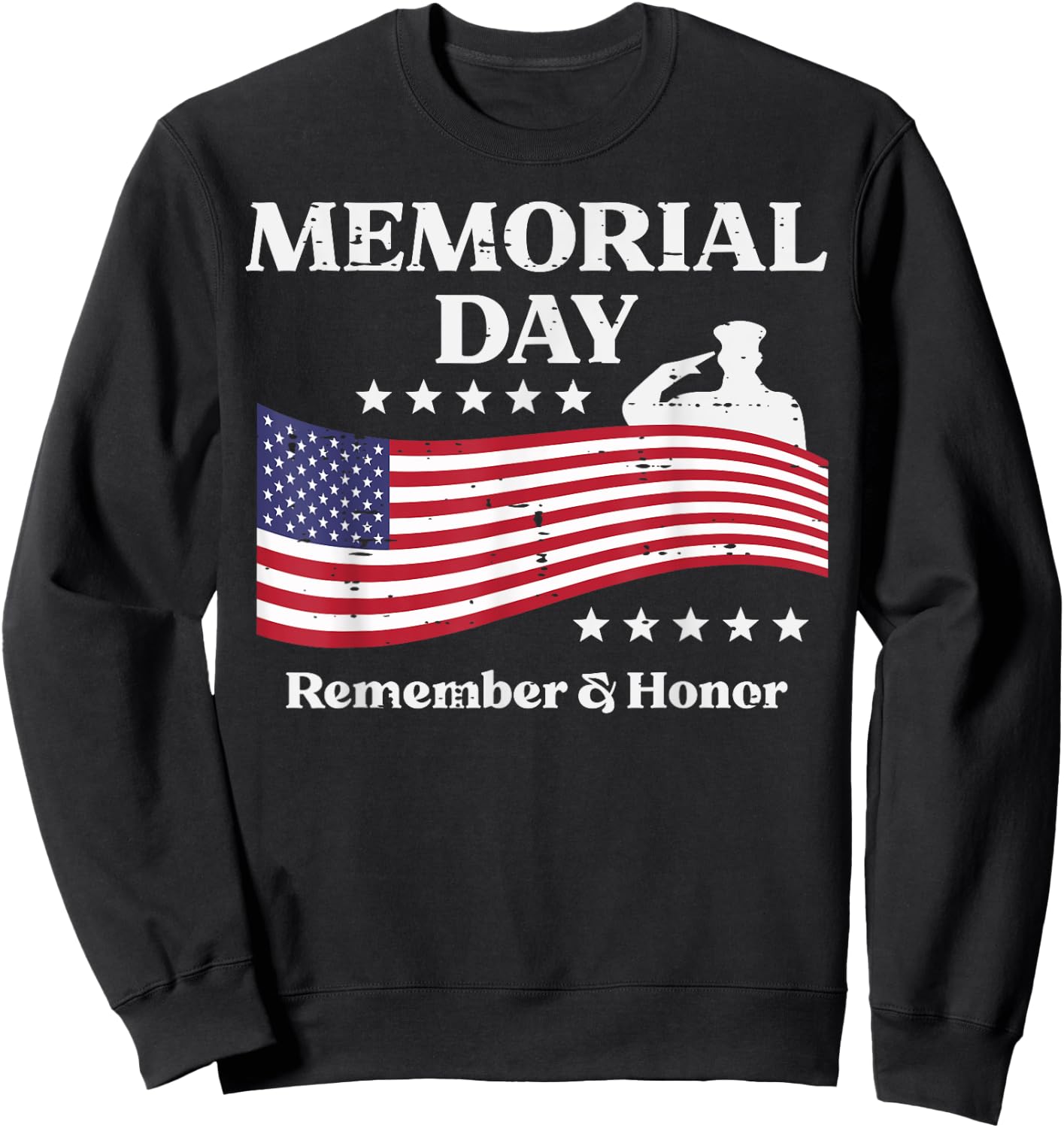 Memorial Day USA Flag Remember Honor Patriot Men Women Kids Sweatshirt - Sweatshirt | Black