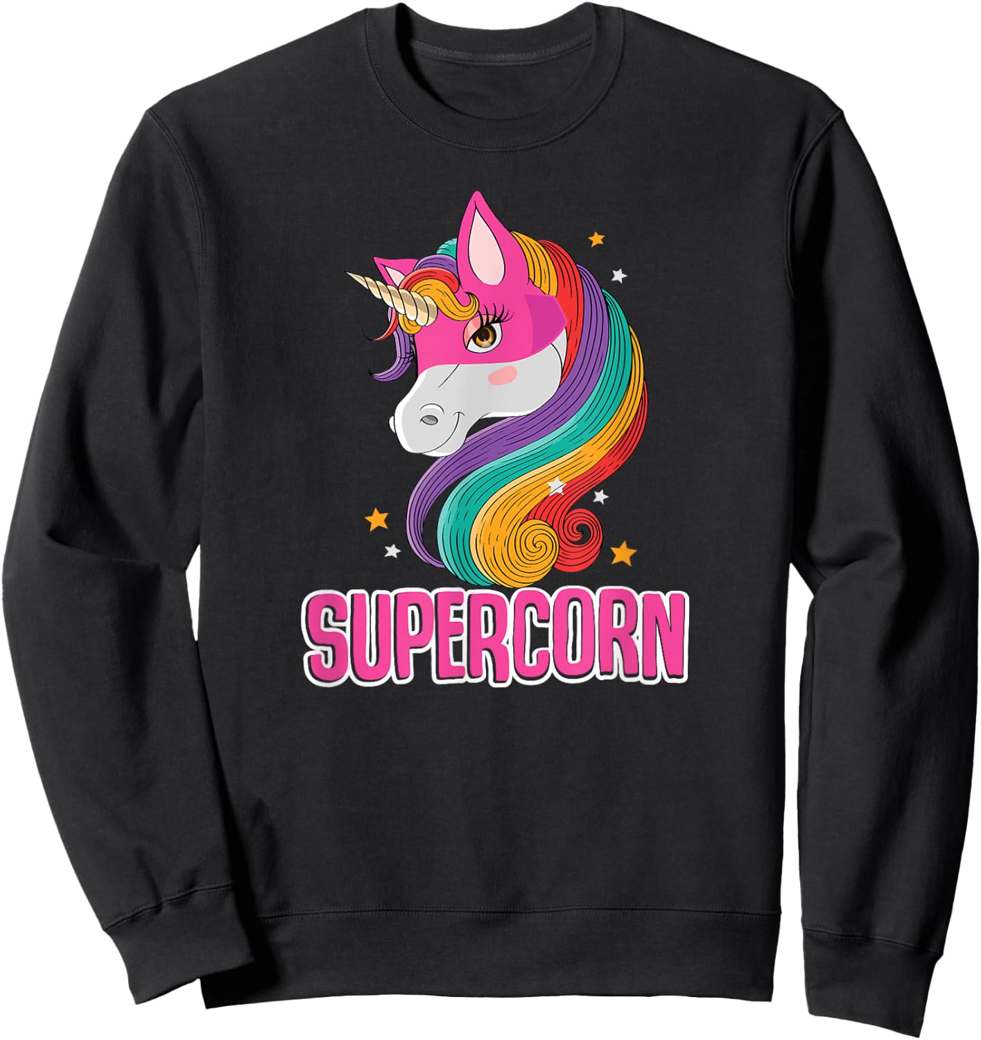 Unicorn Costume Girls Super Hero Magic Horse Cute Supercorn Sweatshirt - Sweatshirt | Black