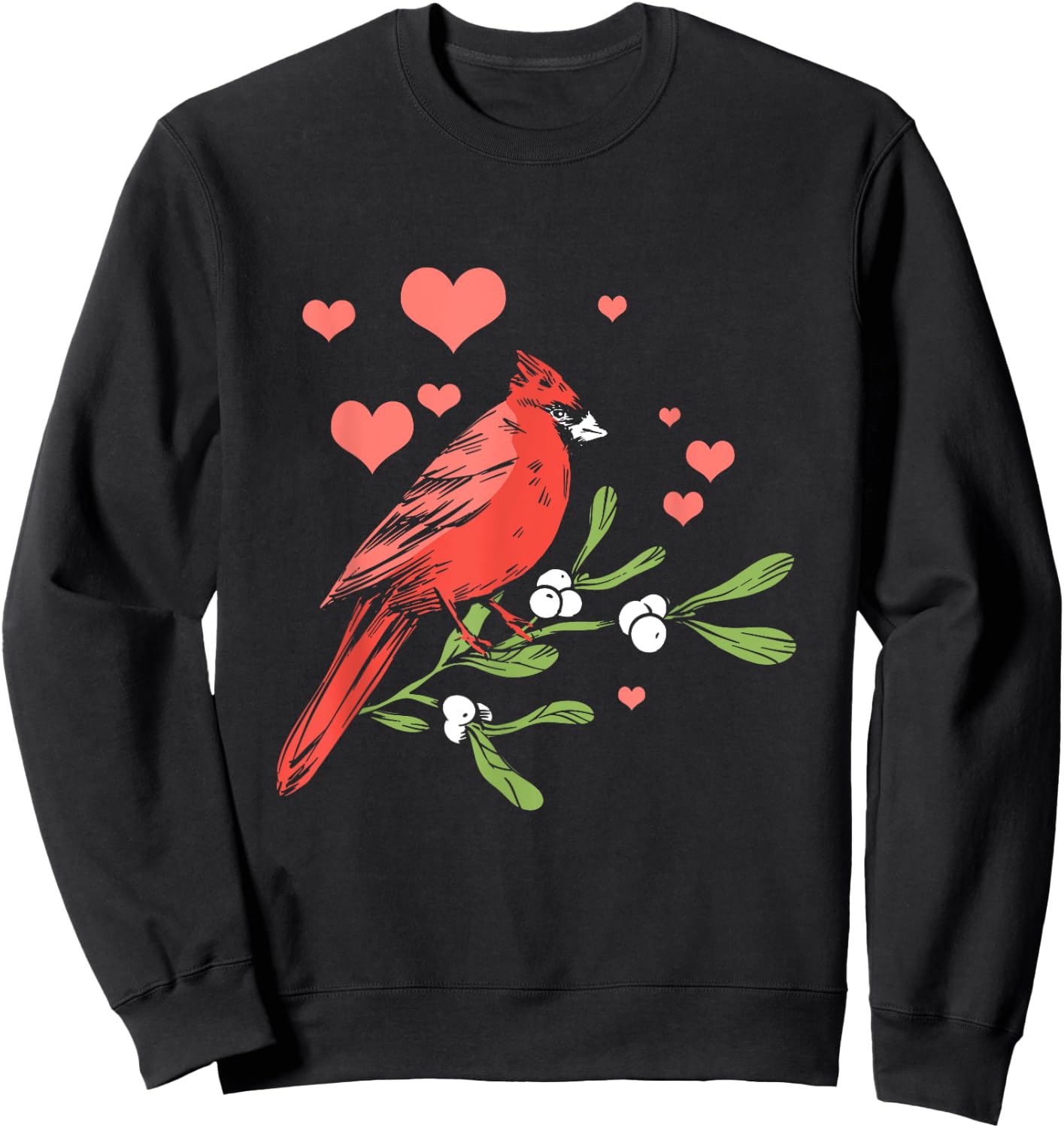 Red Cardinal Bird Lover Watching Birdwatcher Birder Heart Sweatshirt - Sweatshirt | Black