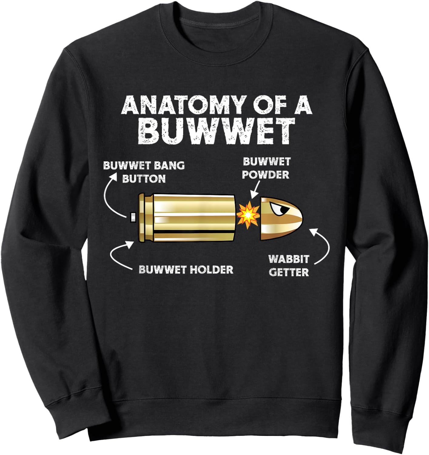 Funny Pew Pew Bullet Anatomy Cartoon Rabbit Getter Sweatshirt - Sweatshirt | Black