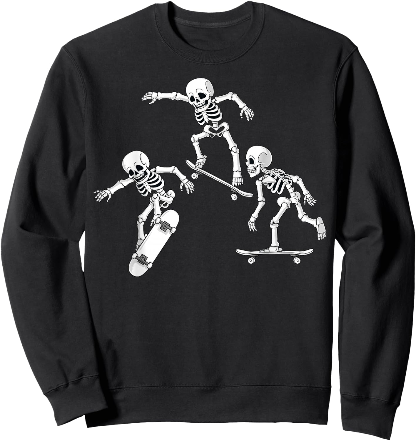 Skateboarding Skeletons Halloween Skater Boys Kids Skate Sweatshirt - Sweatshirt | Black