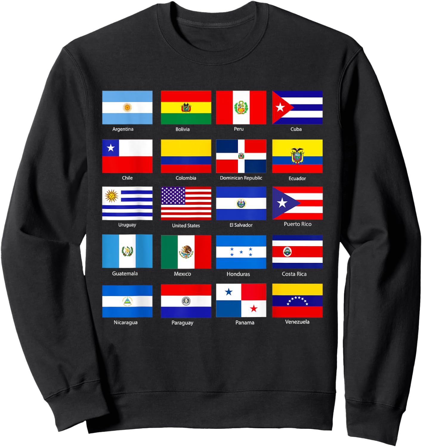 Hispanic Heritage Month 2022 National Latino Countries Flag Sweatshirt - Sweatshirt | Black