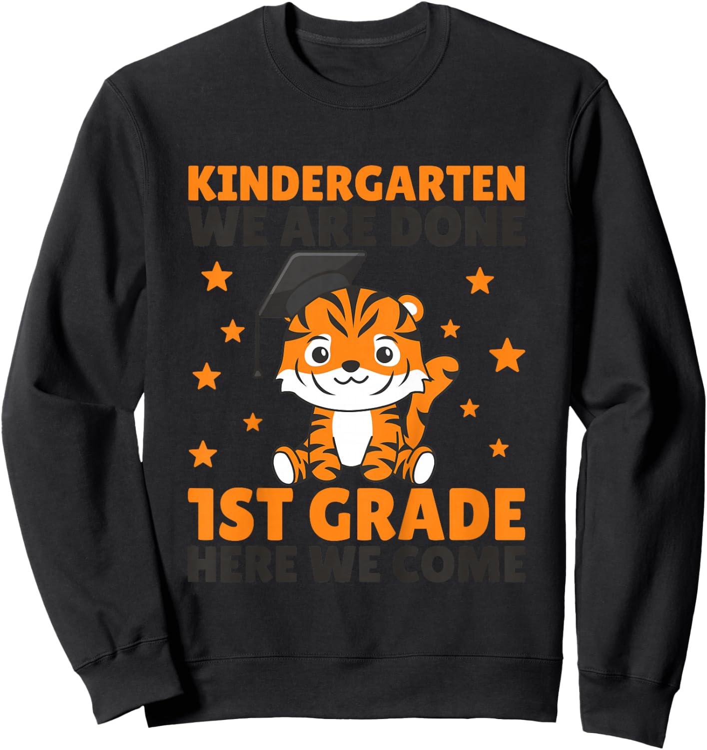 Kids Kindergarten Graduate Tiger Graduation Sweatshirt - Sweatshirt | Black