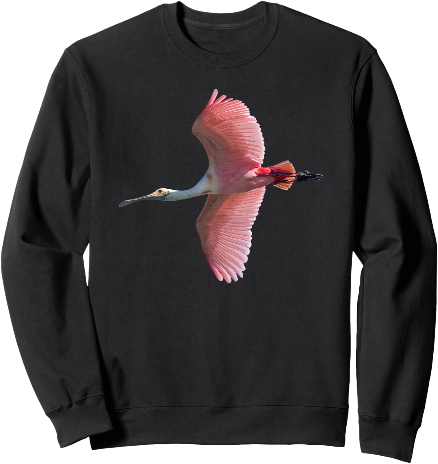 Roseate Spoonbill in Flight Sweatshirt - Sweatshirt | Black