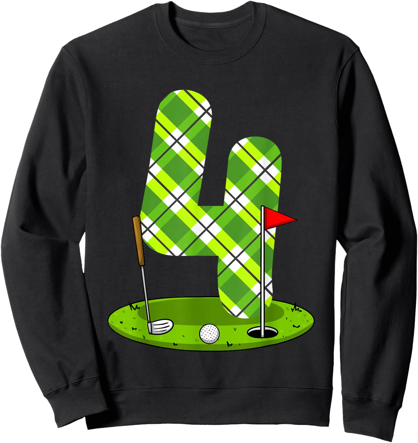Golf Birthday Shirt For Kids 4th Birthday Party Golfer Sweatshirt - Sweatshirt | Black