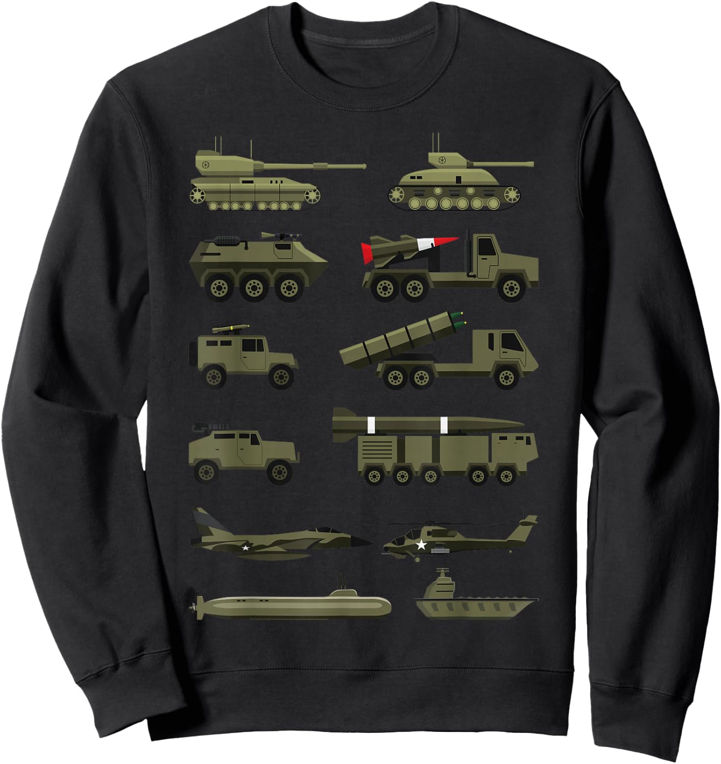 Military Vehicles, Military Boy and Girl Tank Lover Sweatshirt - Sweatshirt | Black