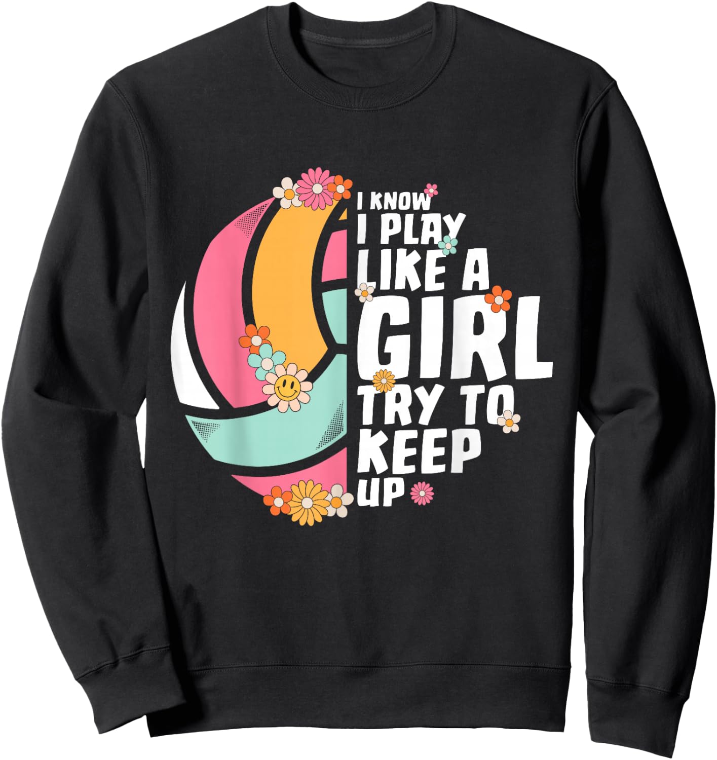 Volleyball Shirt Teen Girls Women College Volleyball Lover Sweatshirt - Sweatshirt | Black