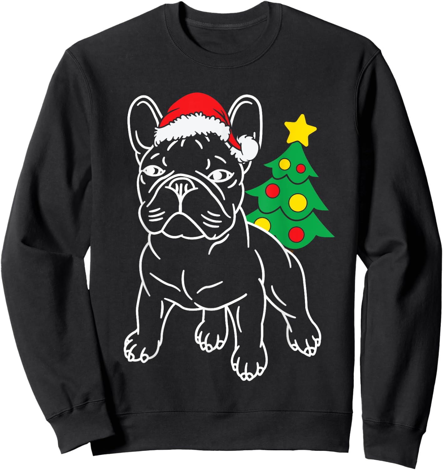 Funny French Bulldog Dog Puppy Christmas Tree Xmas Pajama Men Women Kids Sweatshirt - Sweatshirt | Black