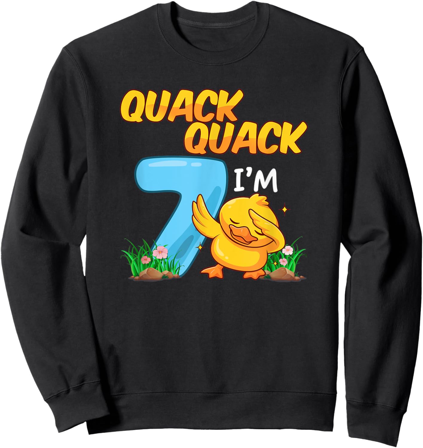 7 Year Old Gifts Boys Girls Teens Dabbing Duck 7th Birthday Sweatshirt - Sweatshirt | Black