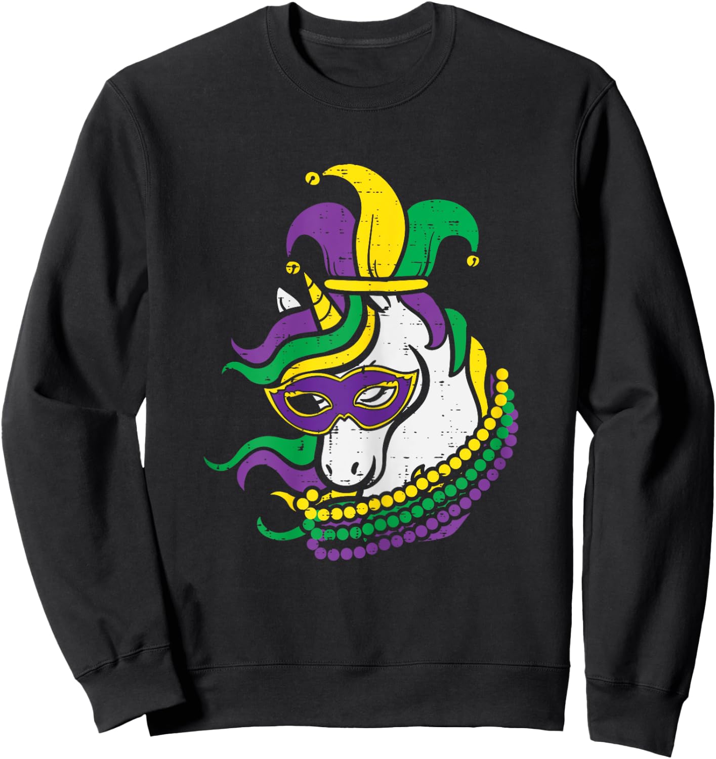 Mardi Gras Unicorn Cute Outfit Girls Kids Toddlers Sweatshirt - Sweatshirt | Black