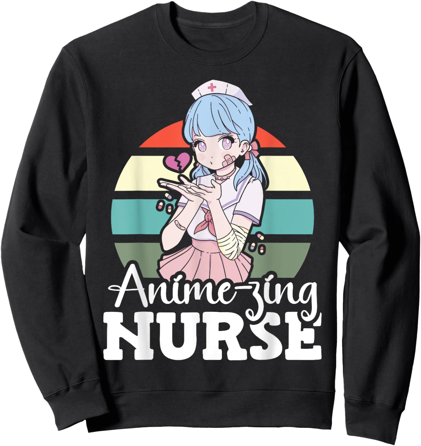 Anime-zing Nurse Japanese Anime National Nurse Day Sweatshirt - Sweatshirt | Black
