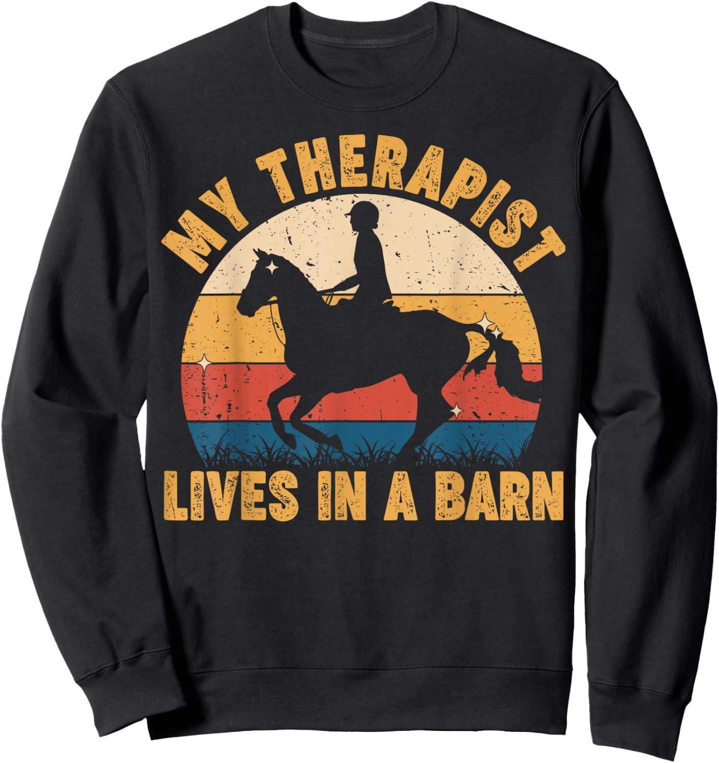 Funny My Therapist Lives In Barn Teen Girl Equestrian Horse Sweatshirt - Sweatshirt | Black
