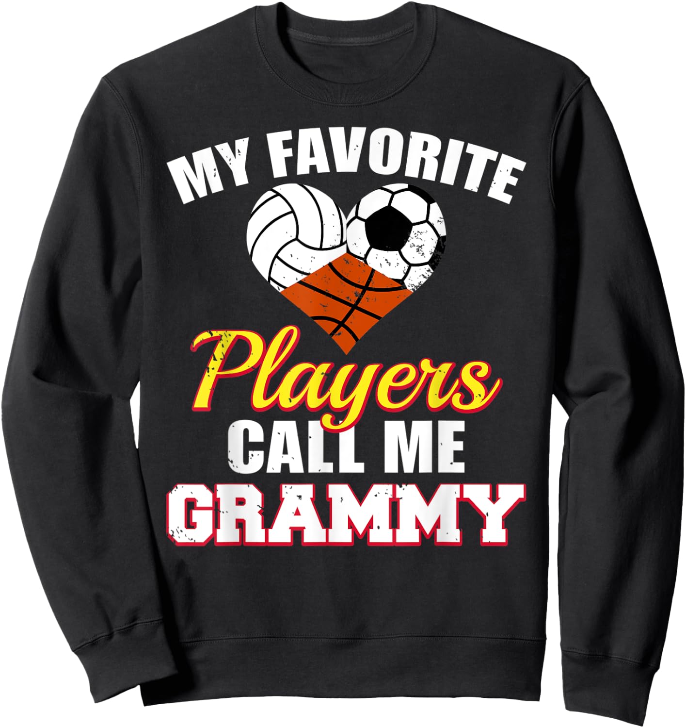 My Favorite Players Volleyball Soccer Basketball Grammy Sweatshirt - Sweatshirt | Black