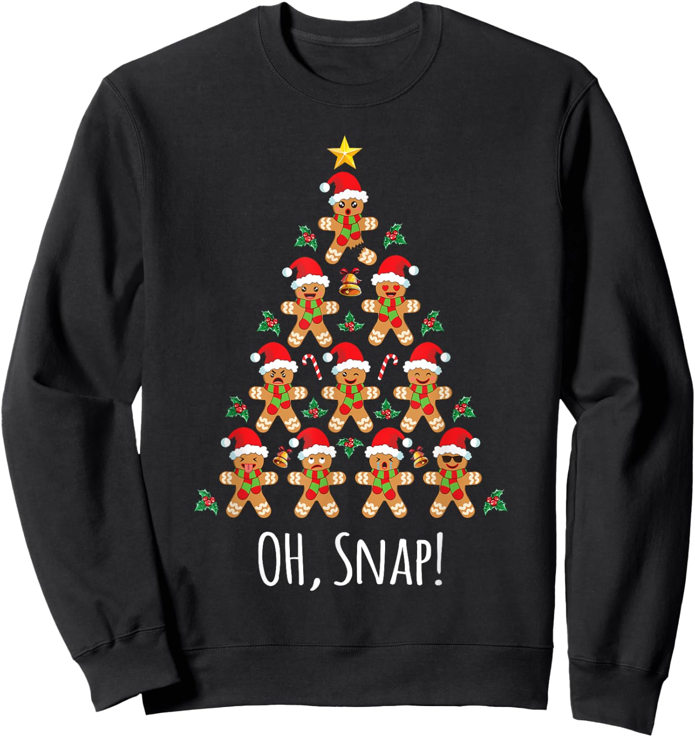 Gingerbread Man Shirt Gingerbread Tree Oh Snap Sweatshirt - Sweatshirt | Black