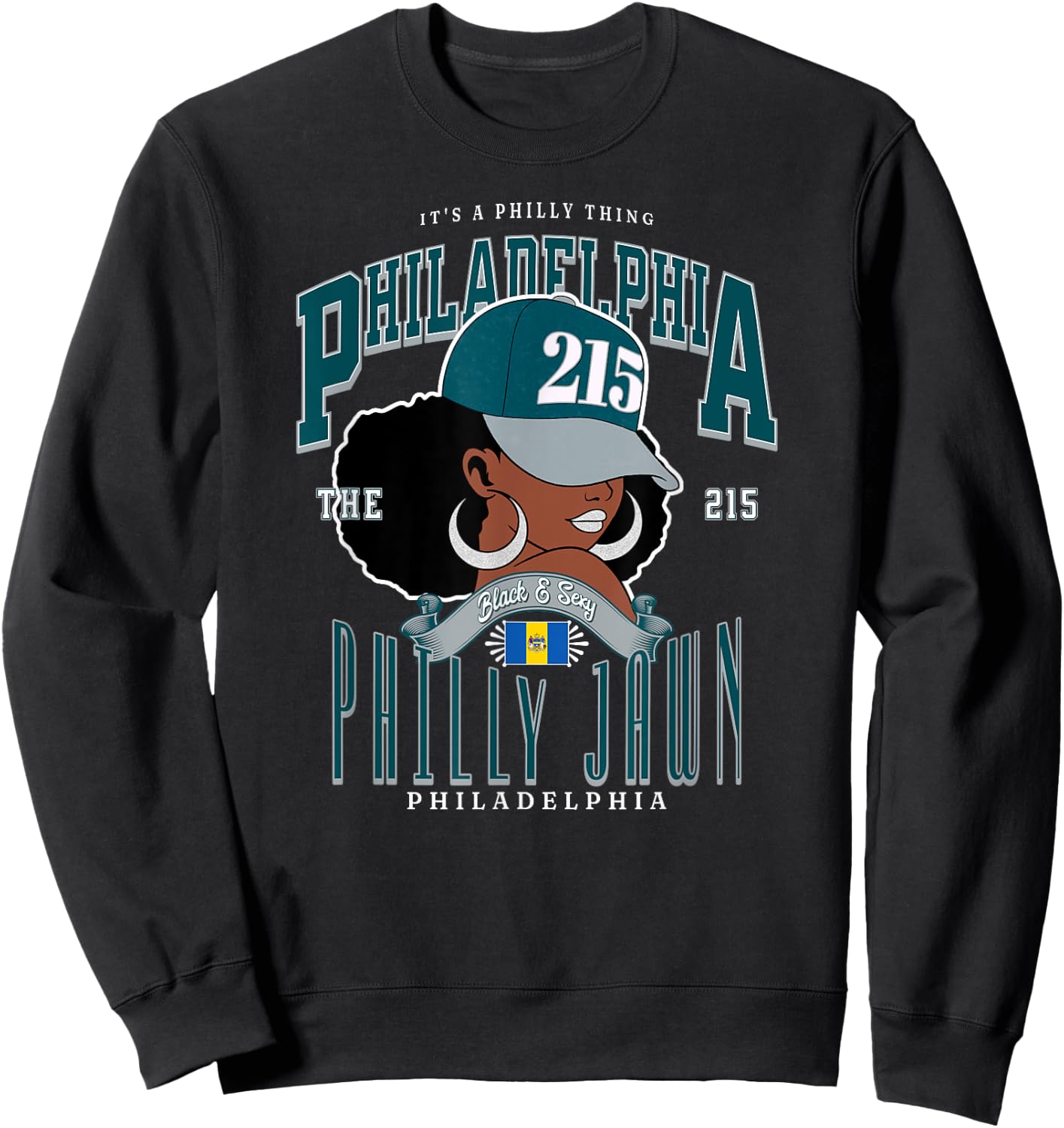 Philly Jawn 215 Area Code Black Queen Pride Sweatshirt - Sweatshirt | Black