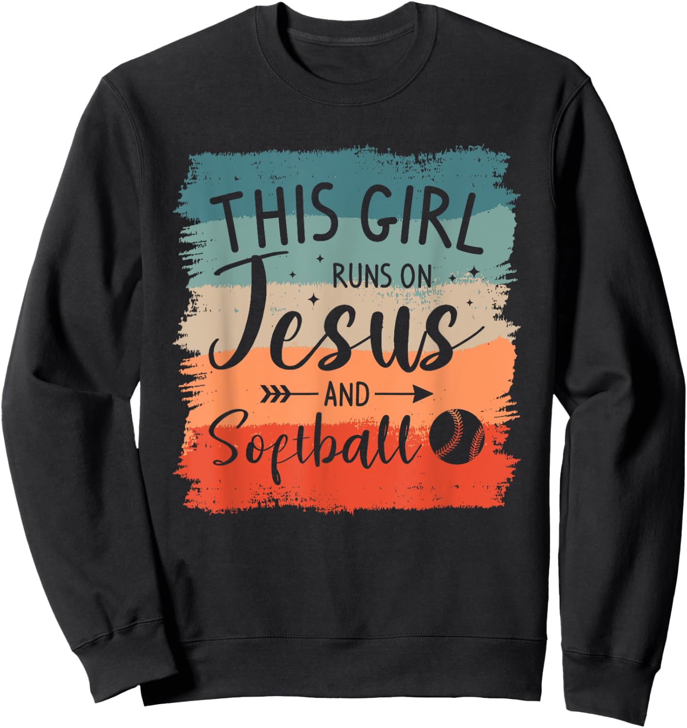 This Girl Runs On Jesus And Softball Softballer Sweatshirt - Sweatshirt | Black