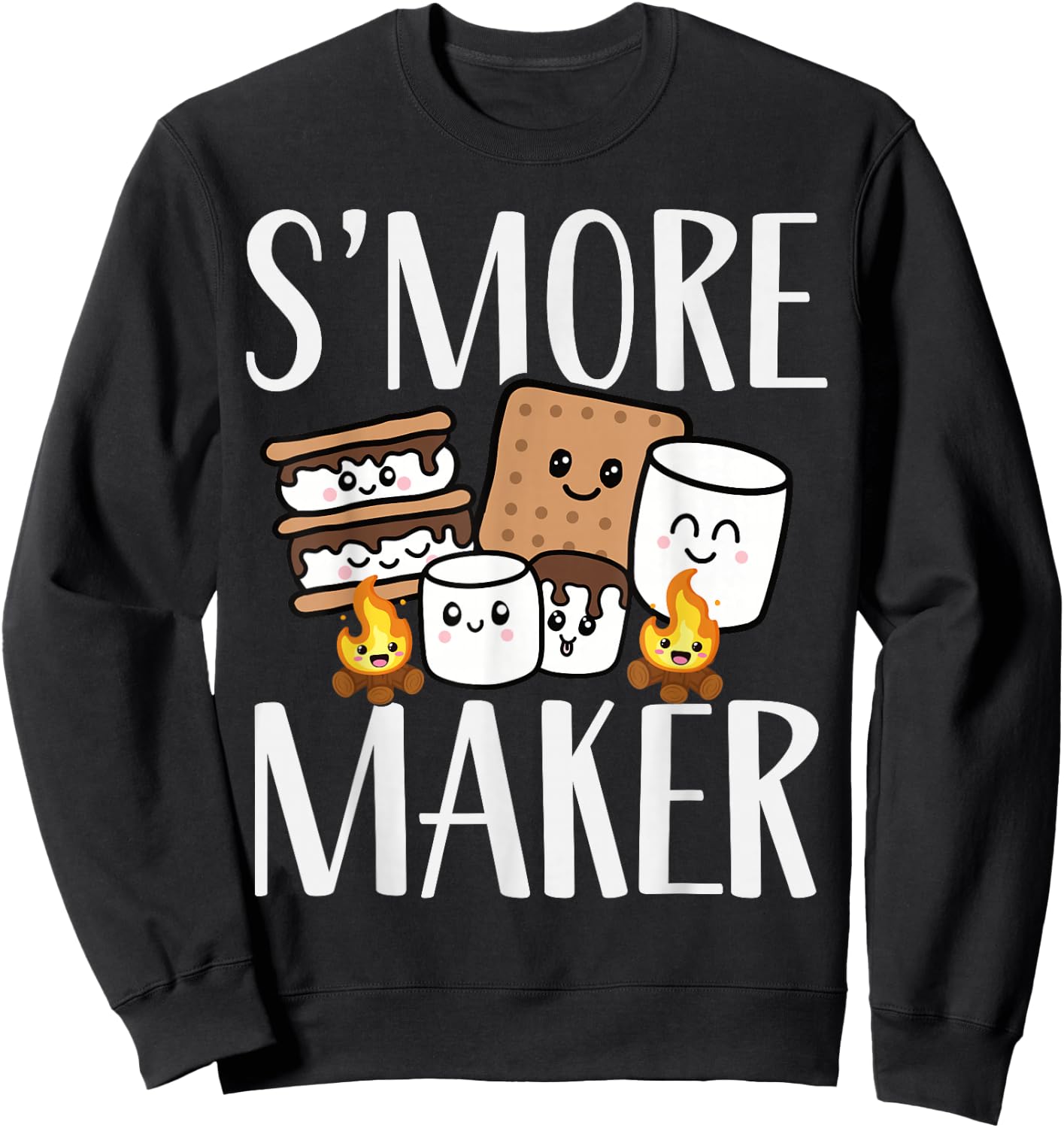 Smore Maker, Funny Kawaii S'more Summer Camper Team Squad Sweatshirt - Sweatshirt | Black