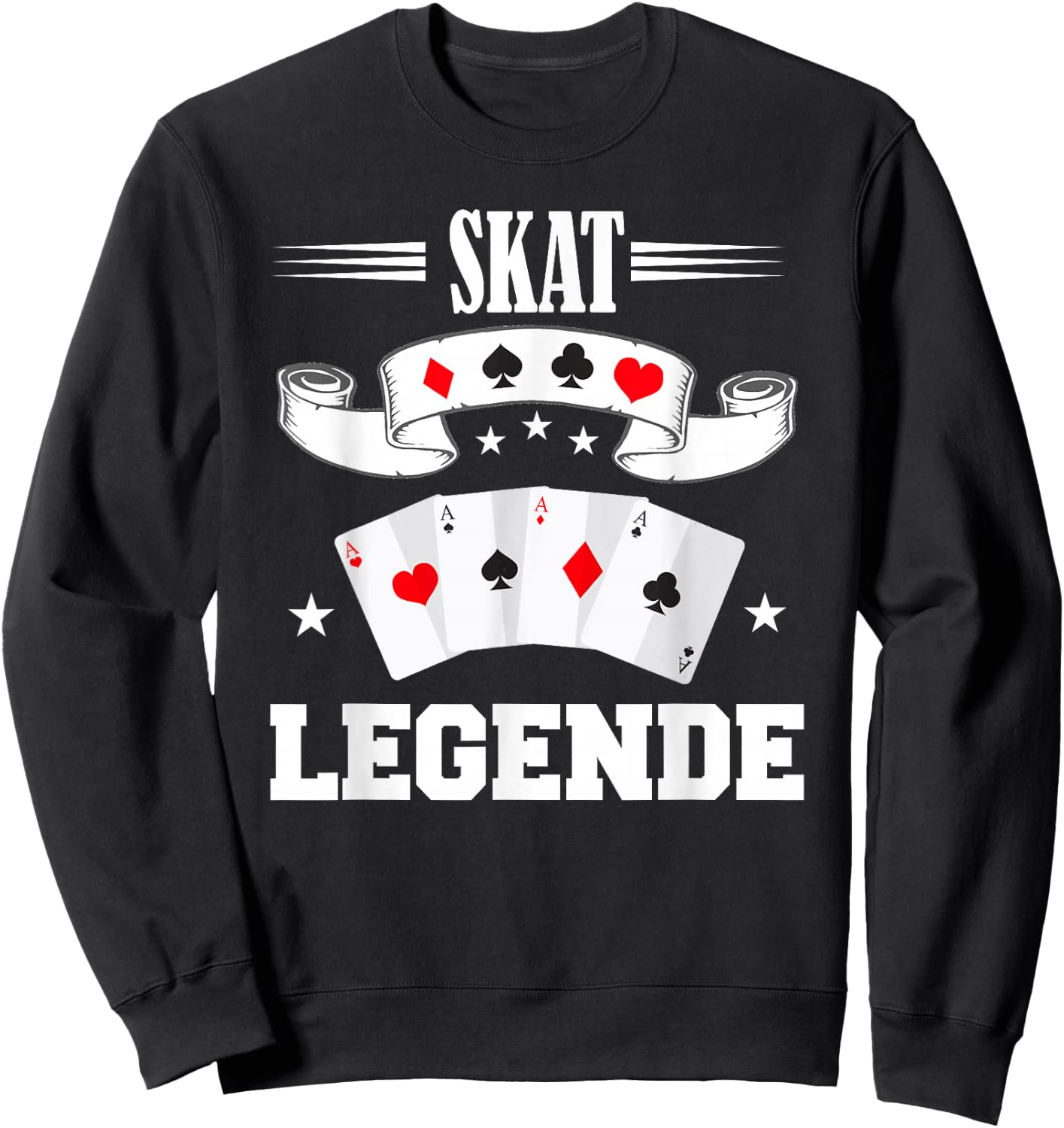 Skat Card Games Night Double Head Sweatshirt - Sweatshirt | Black